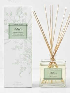 Williams Sonoma White Gardenia Reed Diffuser - Pale Green Accents